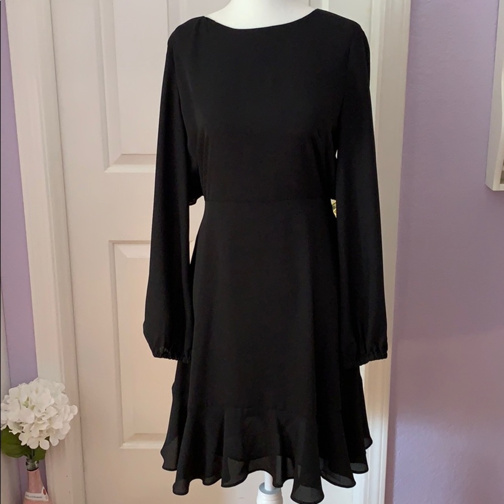 Chelsea 28 L/S black chiffon dress